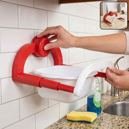 Suction cup basin holder rack kitchen installation view