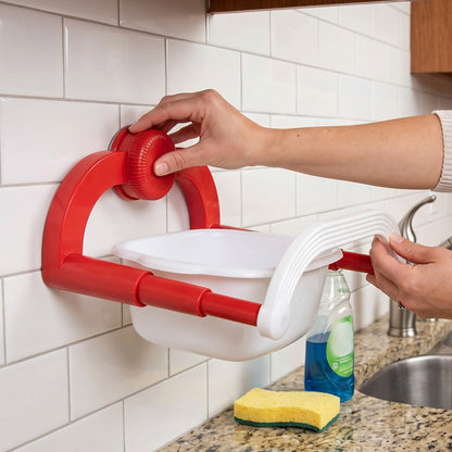 Wall mounted basin holder rack usage view