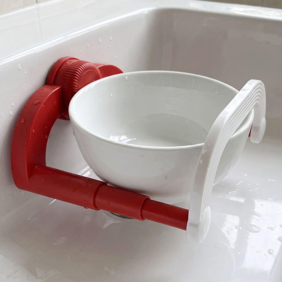 Sink basin holder rack application view