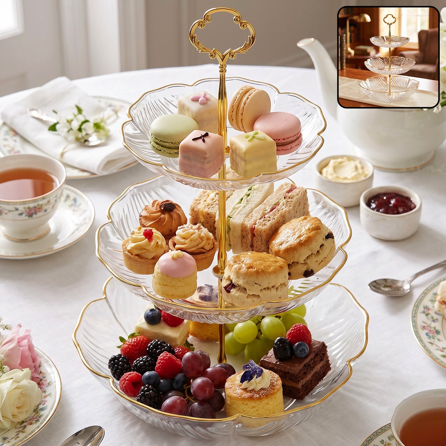 Three layer decorative snack serving rack