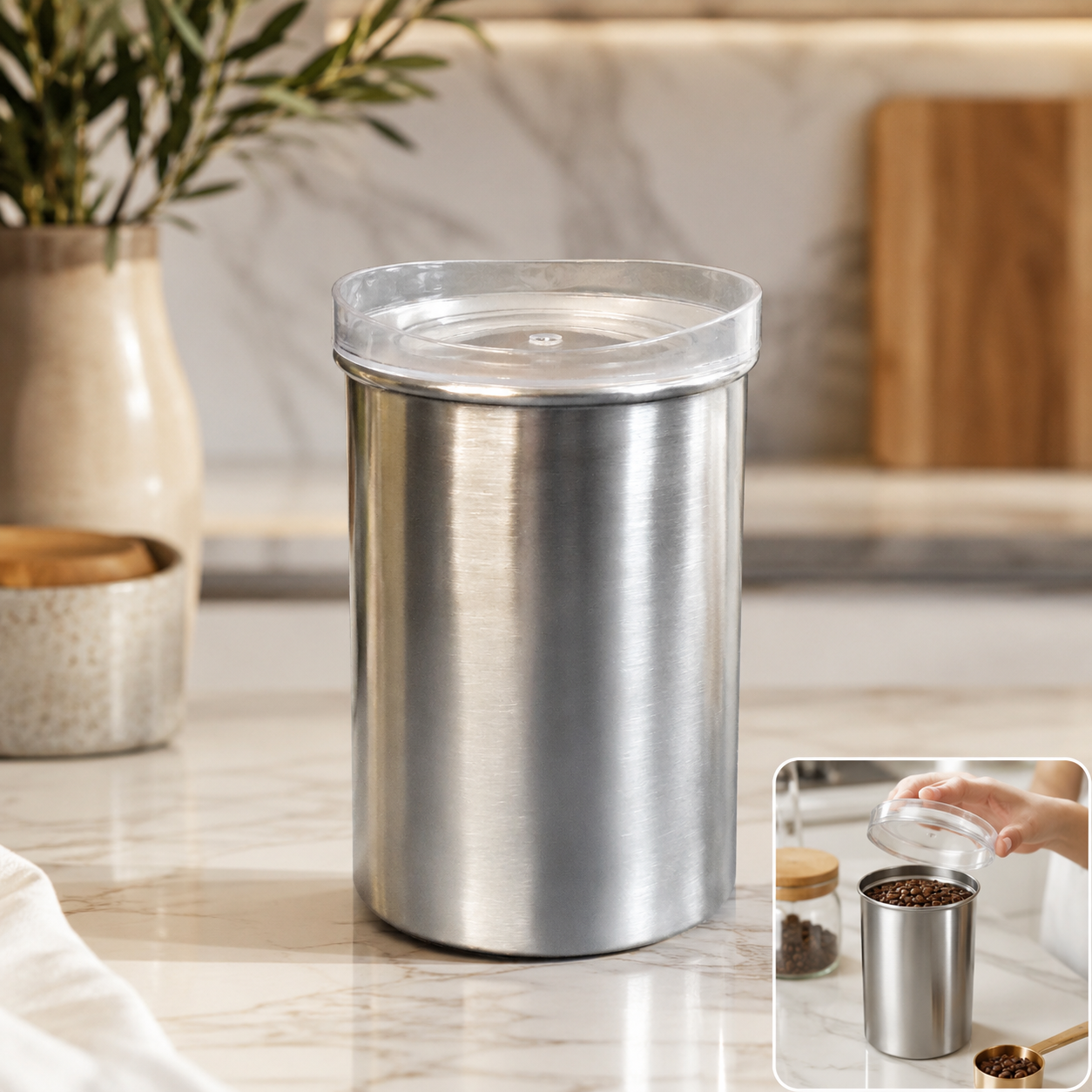 Stainless Steel Airtight Container – 1000 ML with Lid | Konvex