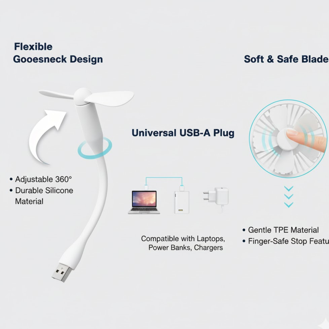 Portable Mini USB Fan, USB Ligh & USB 3 HUB / Port Combo