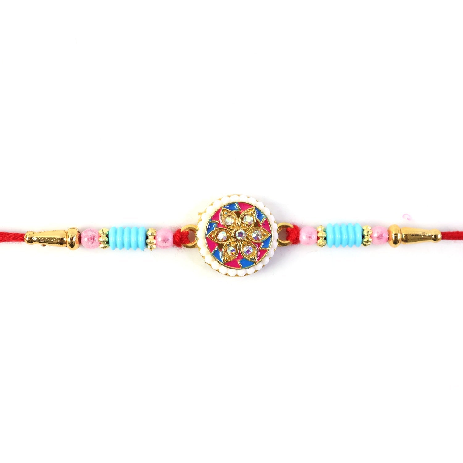 Multicolor Floral Kundan Rakhi Elegant Design for Rakshabandhan (5pcs)