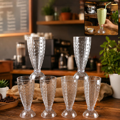 Plastic Milkshake Glass Set – Durable 400ML Plastic Tumblers (6 Pieces)