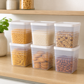 Airtight Square Plastic Food Storage Container Set – 6-Piece Clear Kit