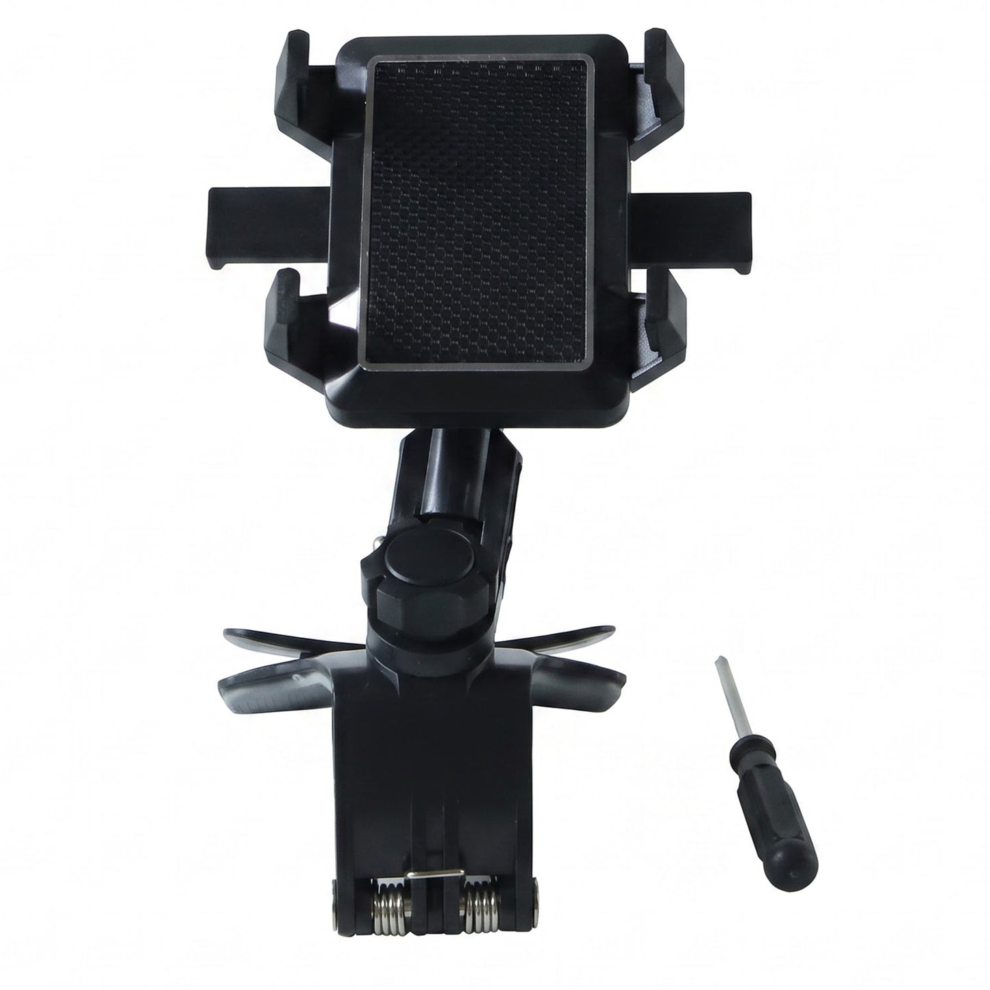 Car mobile holder with screwdriver on white background