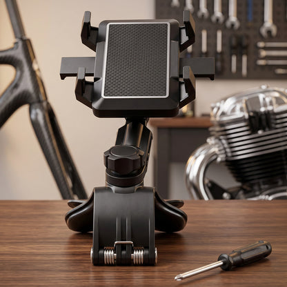 Rotating mobile holder with adjustable grip arms