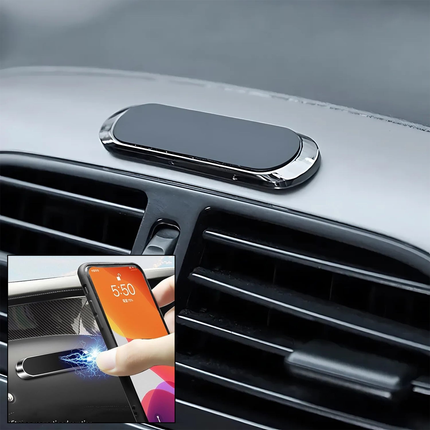 360d रोटेशन मैग्नेटिक मोबाइल होल्डर कार डैशबोर्ड स्टैंड के लिए सबसे मजबूत मैग्नेट फोन मेटल ब्रैकेट कार, बाइक, स्कूटर, डेस्क, ऑफिस, होम यूनिवर्सल (1 पीस)