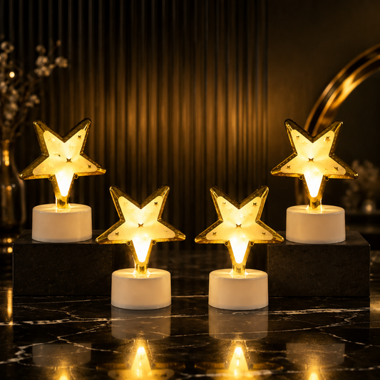 Star Shaped Flameless LED Candles – Set of 4 for Home Decor