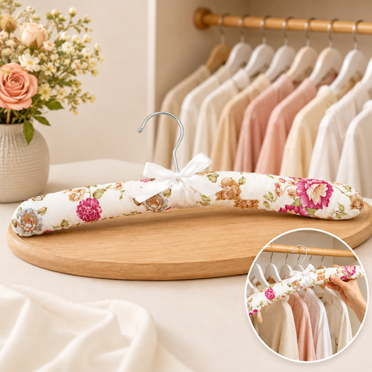 Padded Floral Clothes Hanger – Satin-Cushioned, Non-Slip Support
