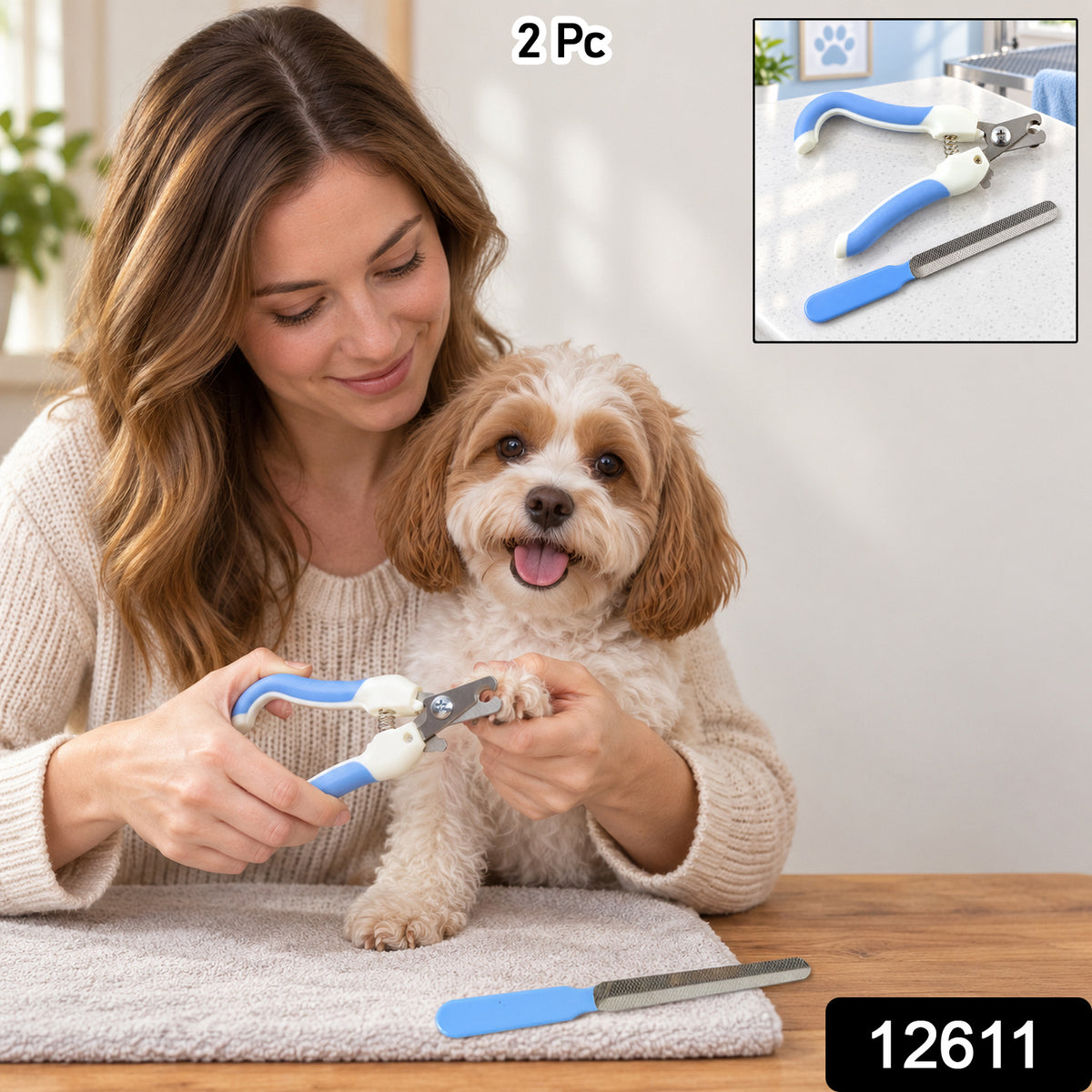 Pet Nail Clipper and File Set for Dogs and Cats, Home Pet Grooming Kit (1 Set)