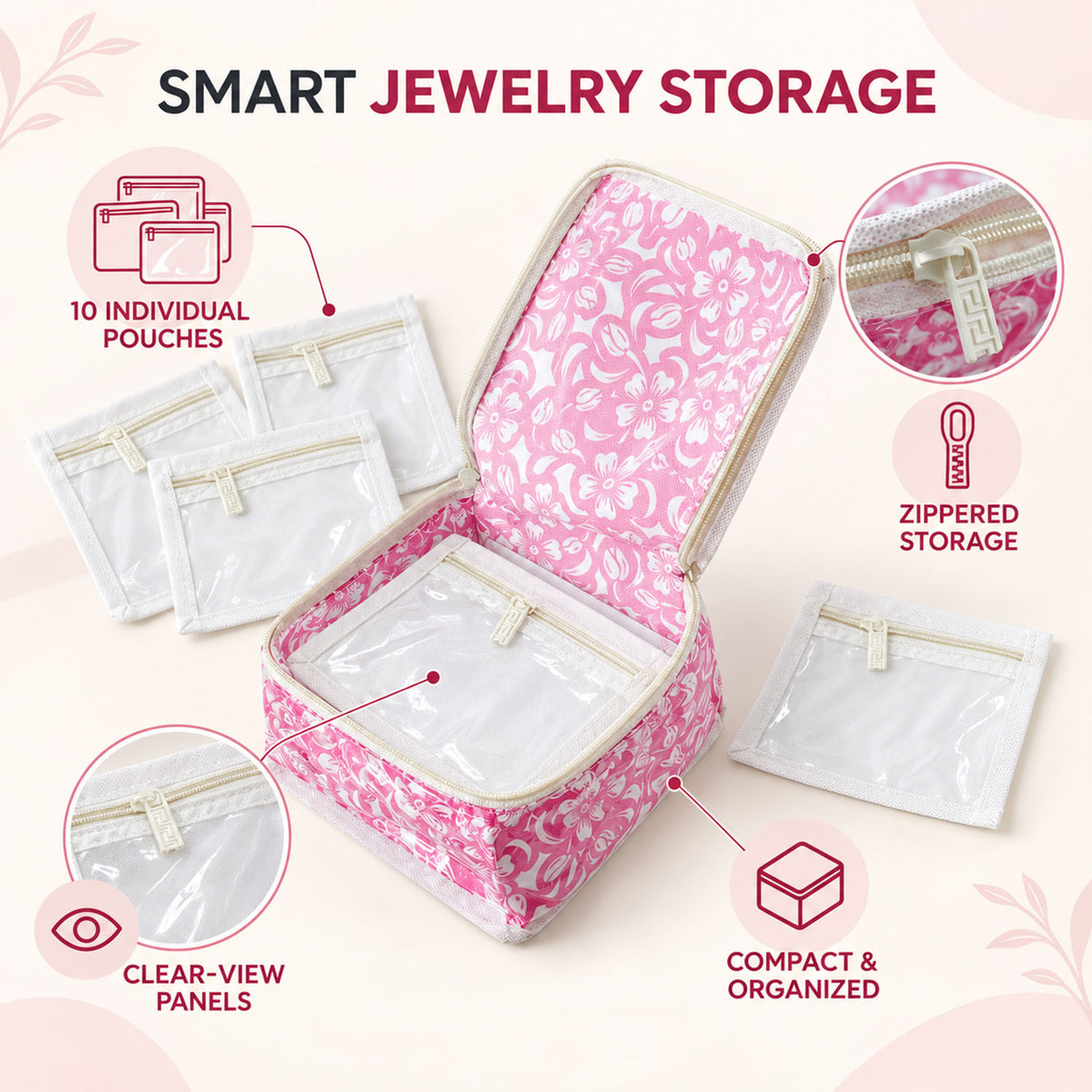 11 in 1 jewellery organizer kit - individual pouch storage