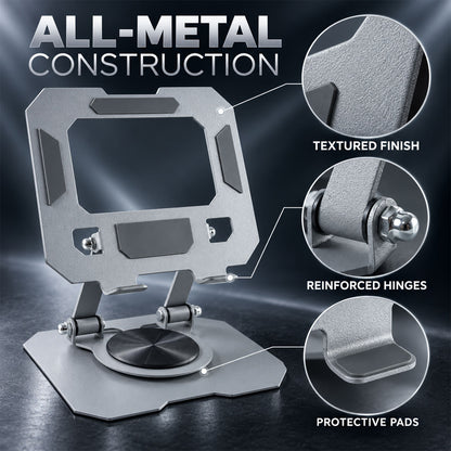 Foldable metal phone and tablet holder - metal construction