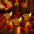 Water Sensor LED Diyas Set – Flameless Golden for Festive Decor