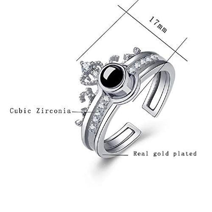 New 100 Languages I Love You Memory Crown Couple Rings