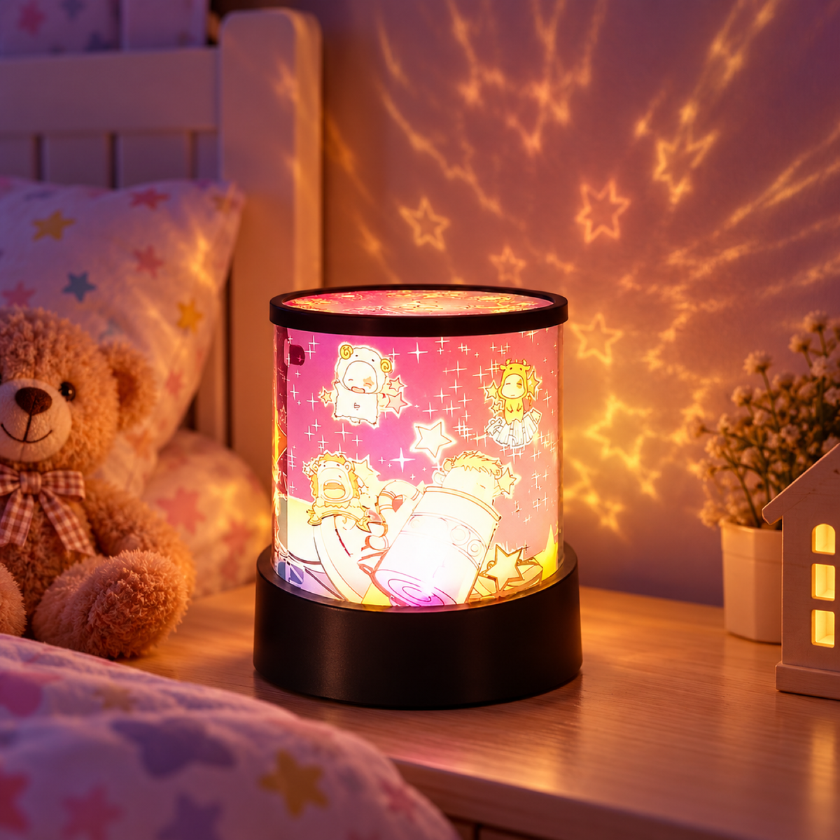Cartoon projector night lamp showcase