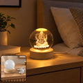 USB Powered Ganpati Crystal Ball LED Lamp with Wooden Base for Home Decoration