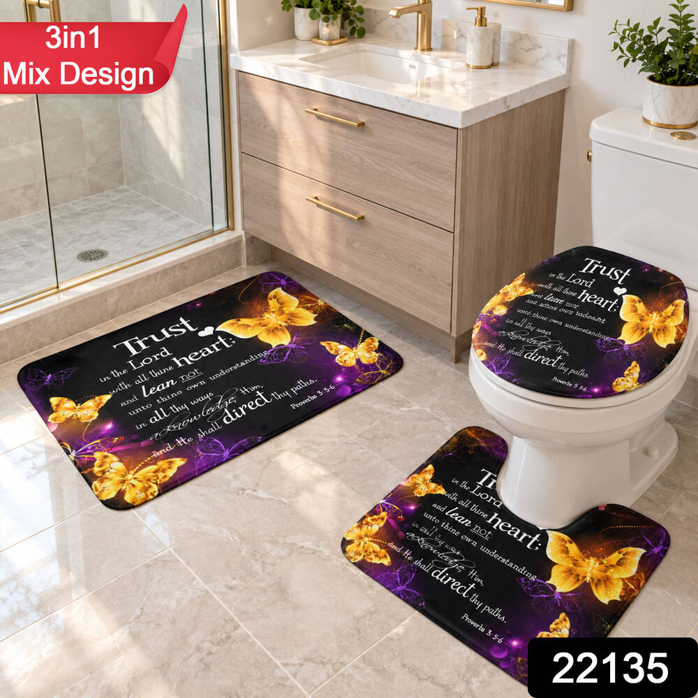 3 in 1 Bathroom Mat Set – Absorbent & Anti-Slip for Safety and Comfort