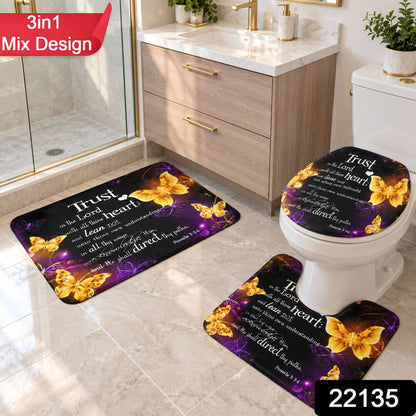 3 in 1 Bathroom Mat Set – Absorbent & Anti-Slip for Safety and Comfort