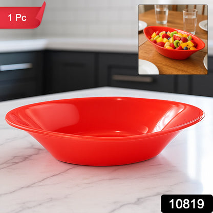 Plastic Marin Serving Bowl – Elegant Oval Deep Bowl (1 Pc / Red)