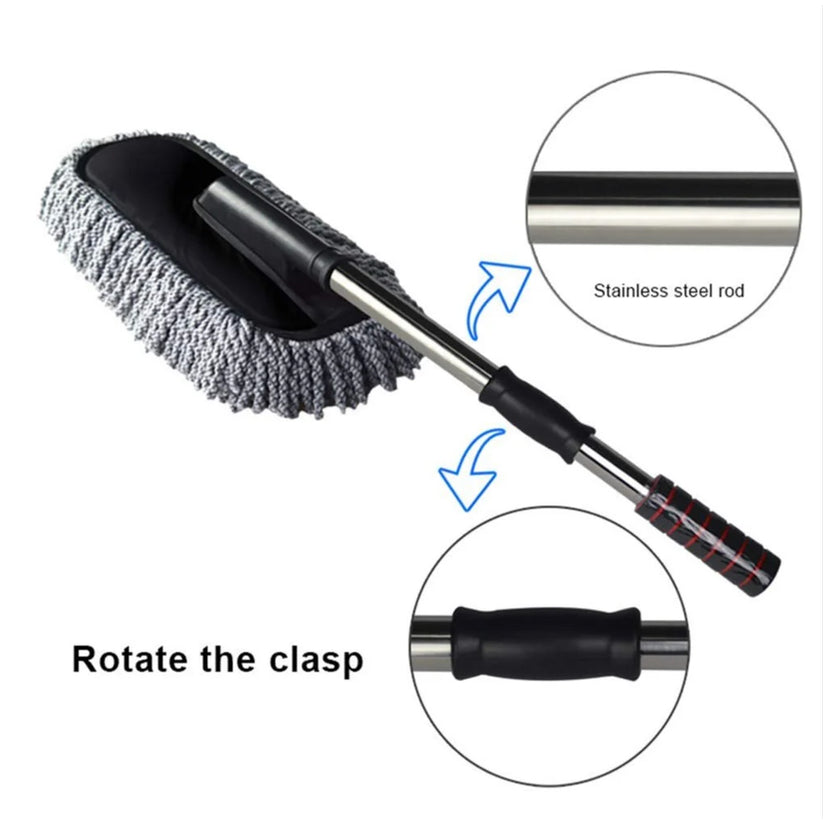 Car Duster with Long Retractable Handle & Soft Microfiber Bristles