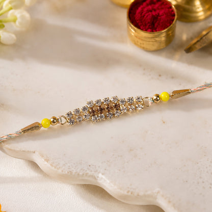 Long Stone Bar Rakhi with Dazzling AD Work for Brother (Pack of 6)