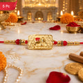 Golden Rectangle Elephant Motif Designer Rakhi for Brothers (5pcs)
