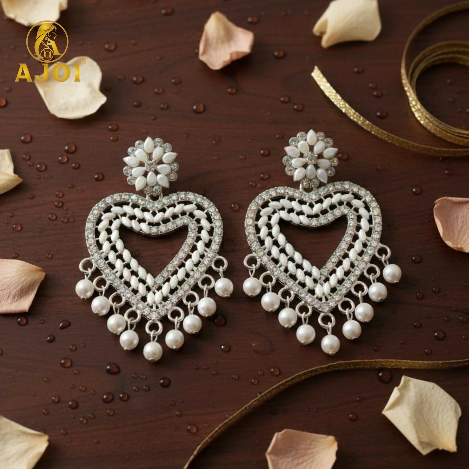 Heart-Shaped Pearl Drop Earrings For Women And Girls