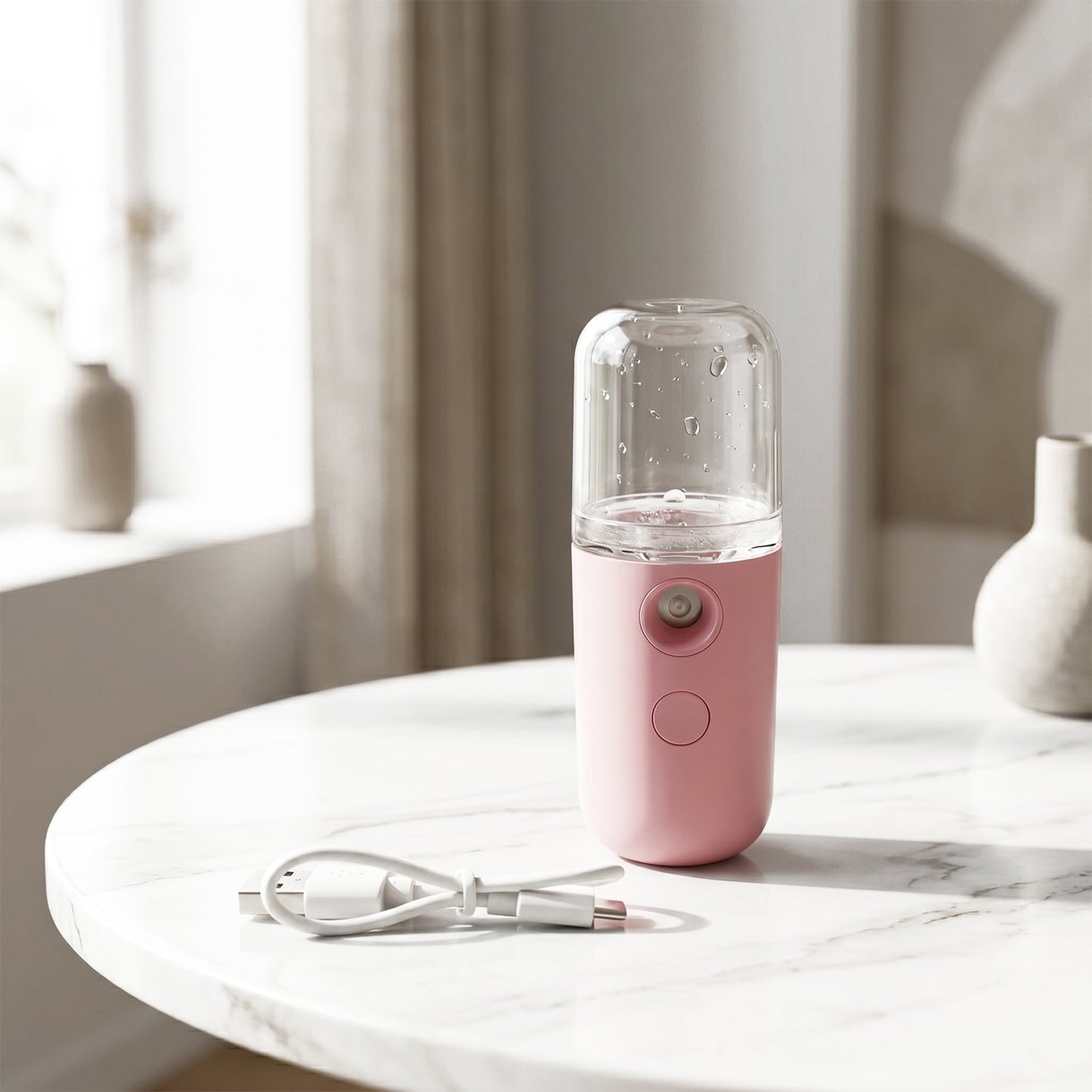 Mini Nano Mist Sprayer USB Rechargeable Portable Face Steamer Humidifier (1 Pc)