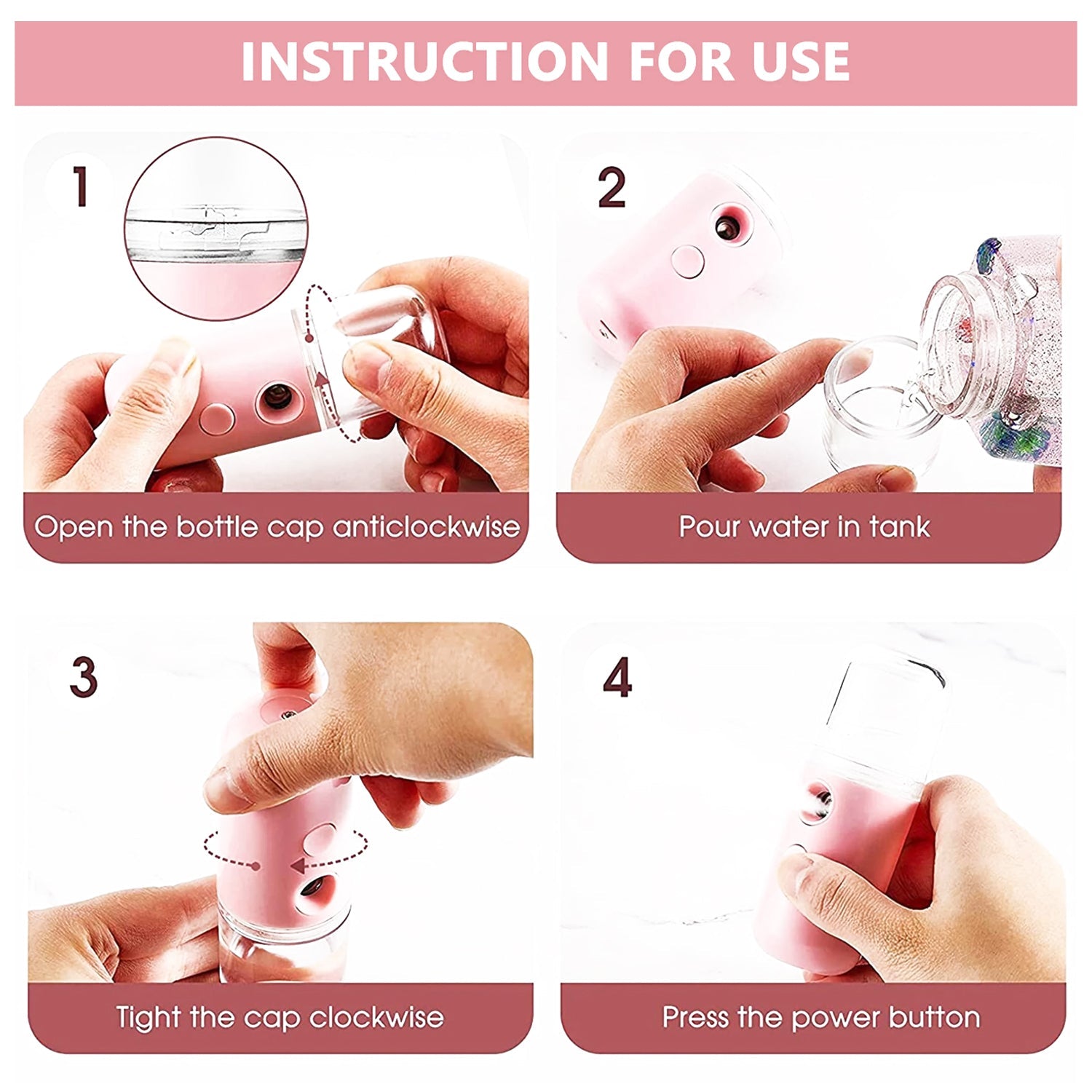 Mini Nano Mist Sprayer USB Rechargeable Portable Face Steamer Humidifier (1 Pc)