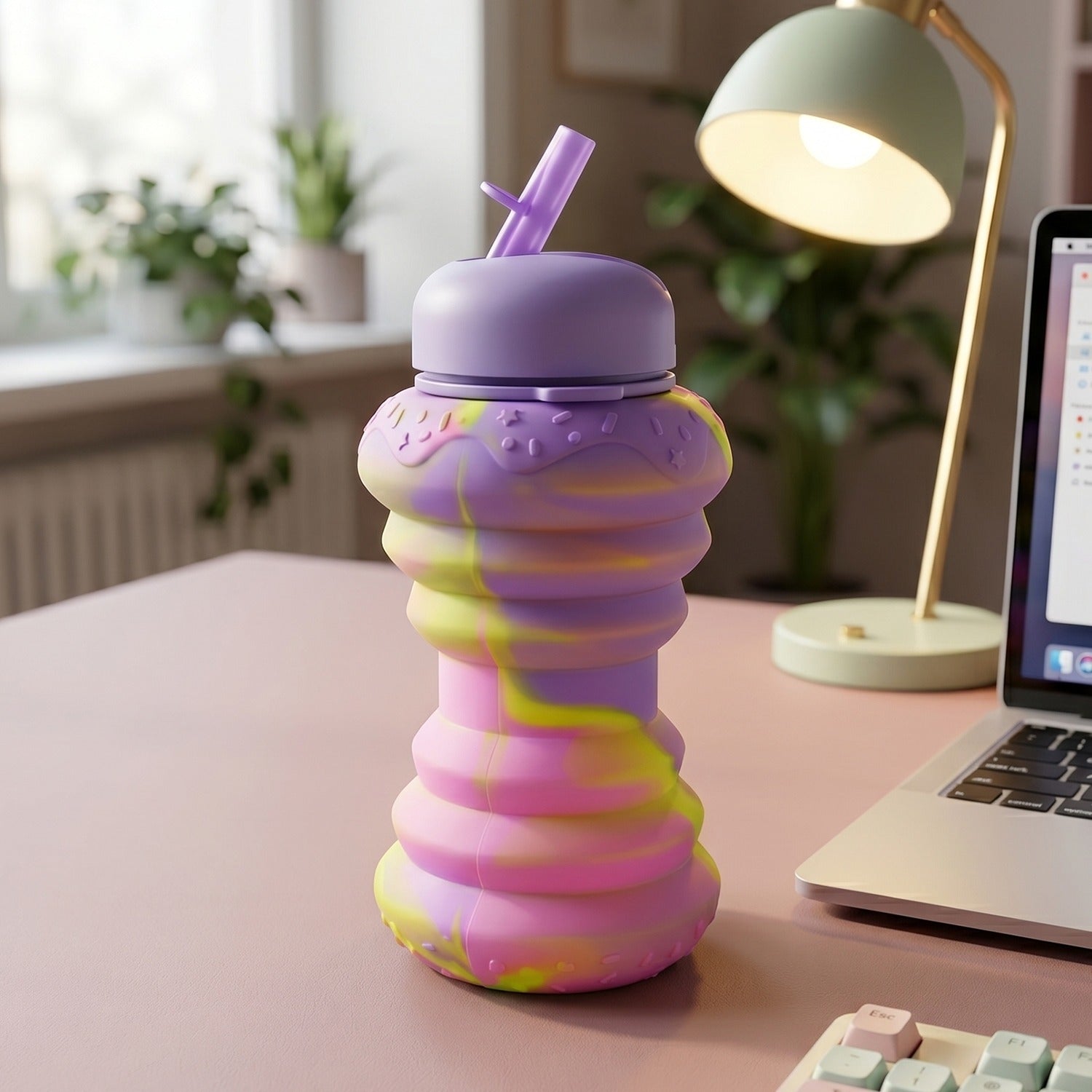 Collapsible silicone water bottle for kids