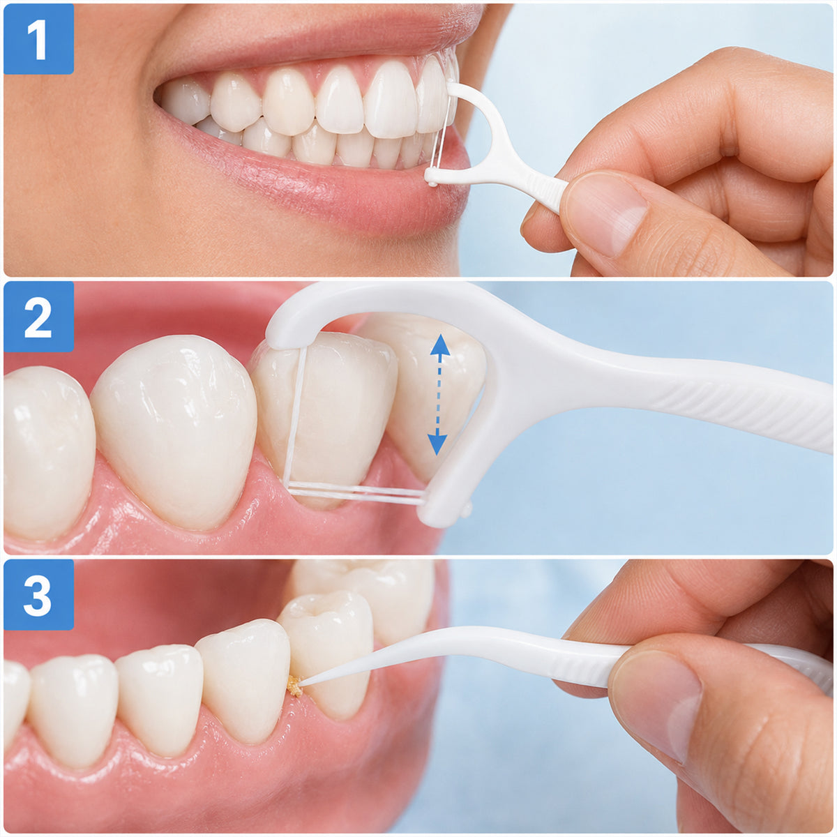 Dental floss toothpick usage guide