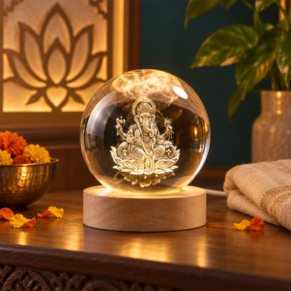Ganesh crystal lamp in a decorative home setting