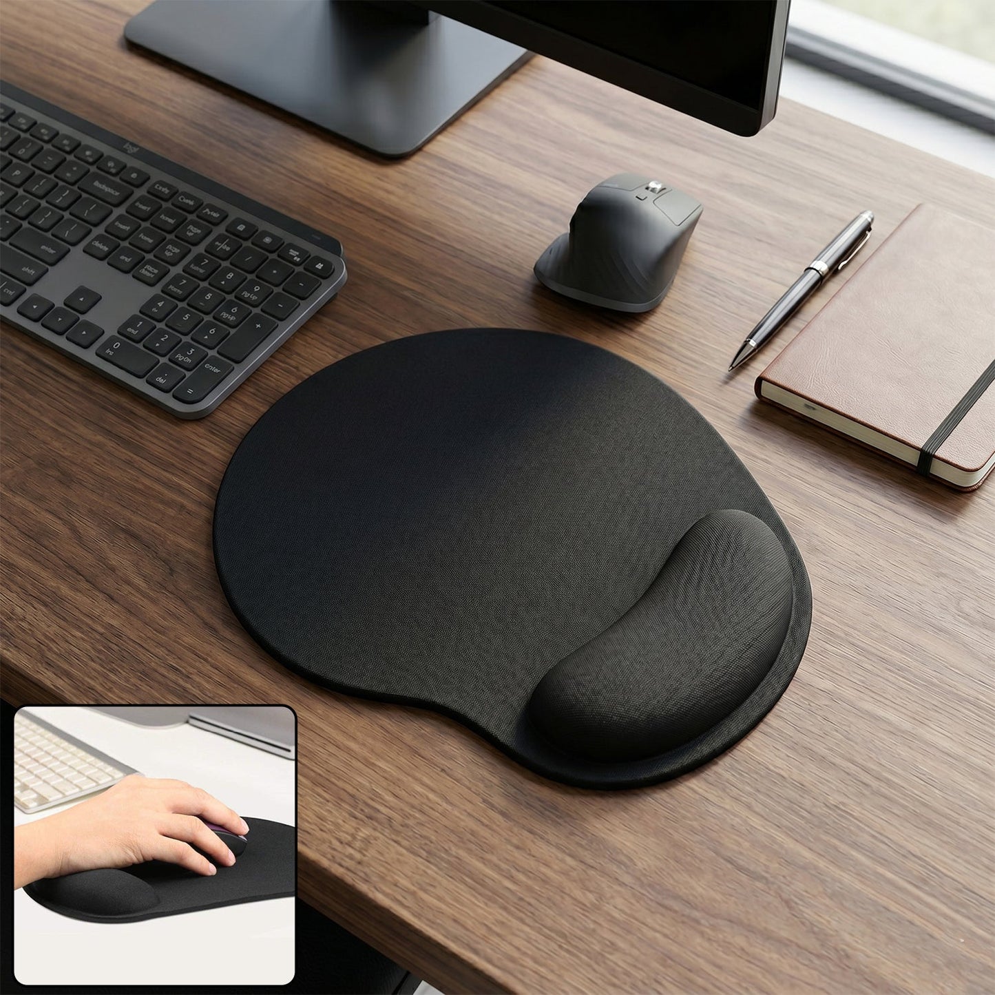 Ergonomic Gaming Mouse Pad with Gel Wrist Rest Support Non Slip Base (1 Pc)