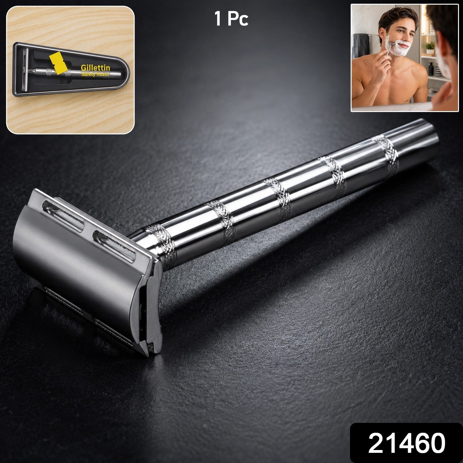 Manual shaving razor with case