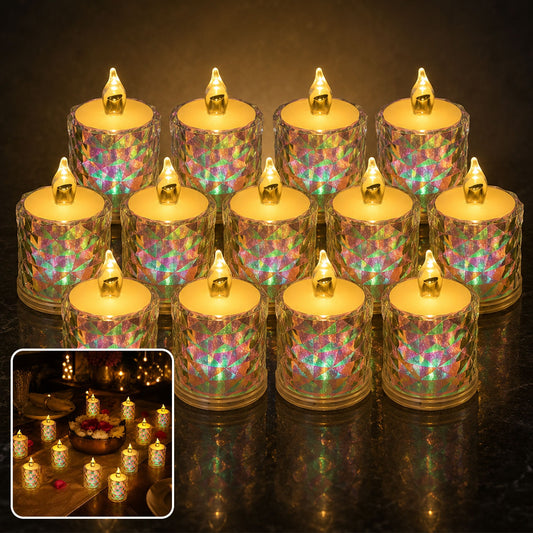 LED Tealight Candles 12 Pack – Flameless Diwali Decor | Styleva