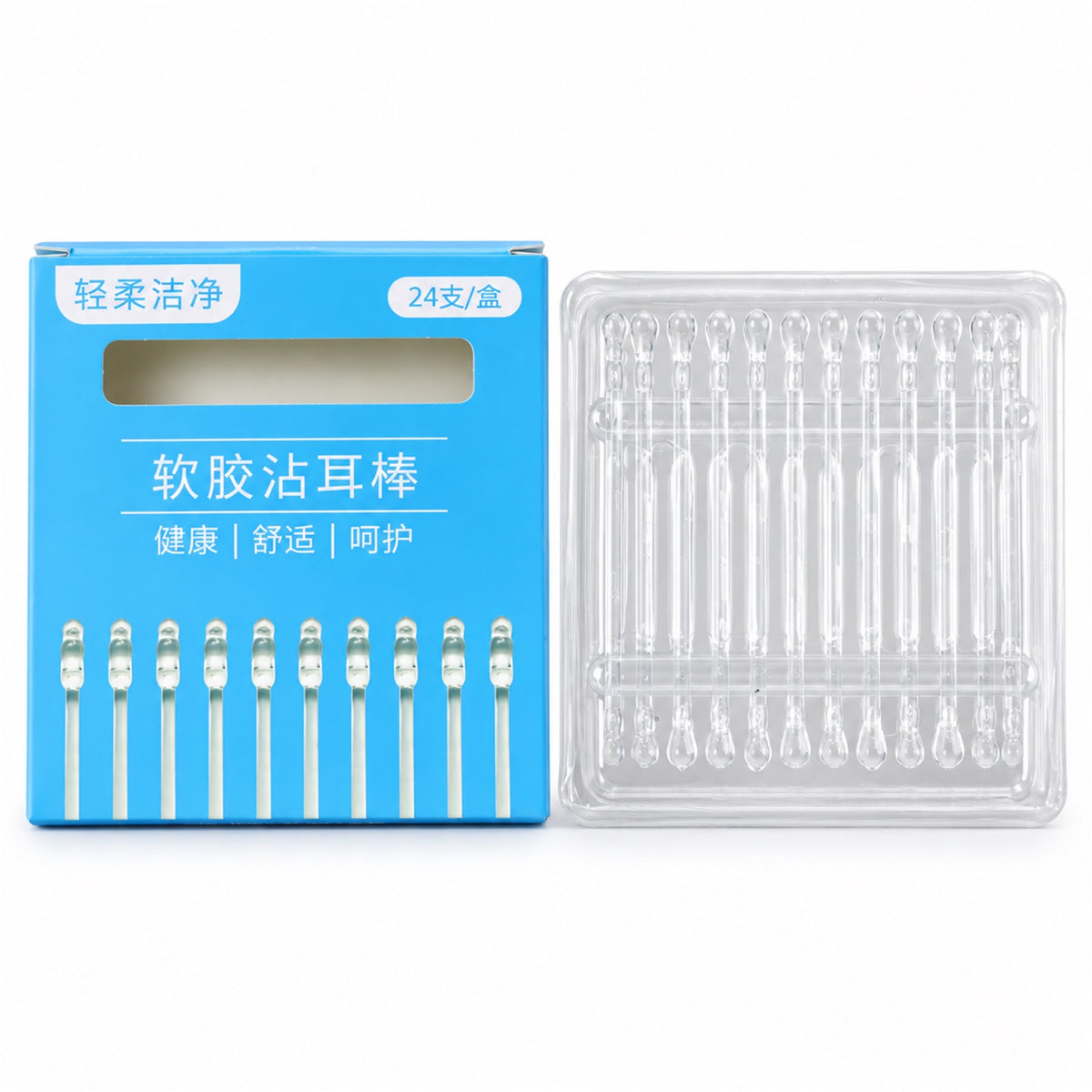 Clear silicone ear cleaning sticks with compact holder 24 piece set 04