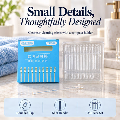 Clear silicone ear cleaning sticks with compact holder 24 piece set 05