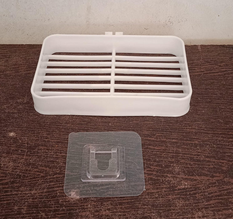 4194 Soap Dish Holder for Bathroom Shower Wall Mounted Self Adhesive Soap Holder Saver Tray-Plastic Sponge Holder for Kitchen Storage Rack Soap Box (Plastic Box)