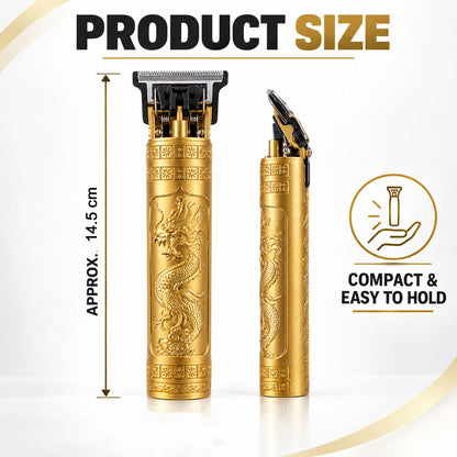 Hair trimmer size guide showing approximately 14.5 cm length