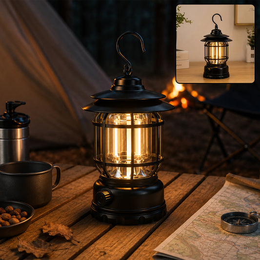Rechargeable LED Camping Lantern – Retro Dimmable Light | Garden Vera