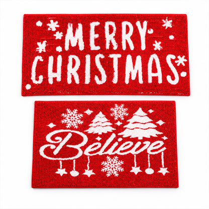 Christmas Decorative Chenille Floor Mat, Mixed Design and Size (1 Pc)