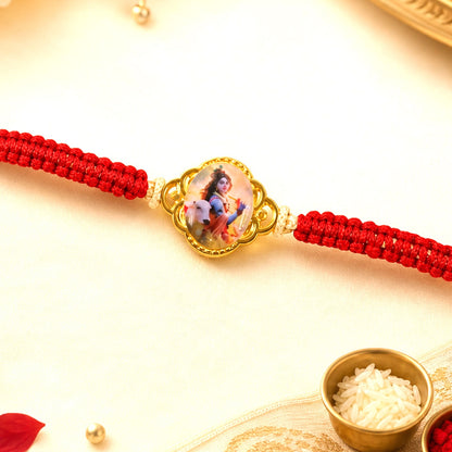 Krishna Cow Charm Rakhi with traditional design for brothers
