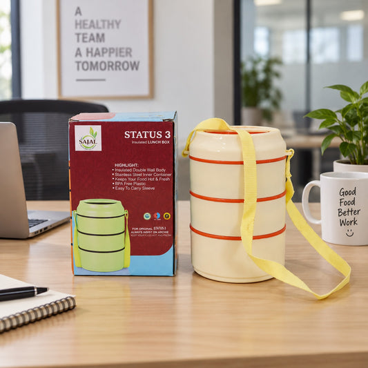 Insulated Lunch Box Set – 3 Layers with Leak-Proof Design & Handle