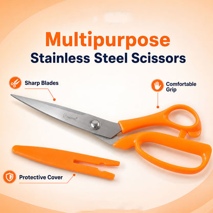 Multipurpose 9 Inch Stainless Steel Tailoring Scissors with Protective Safety Cover