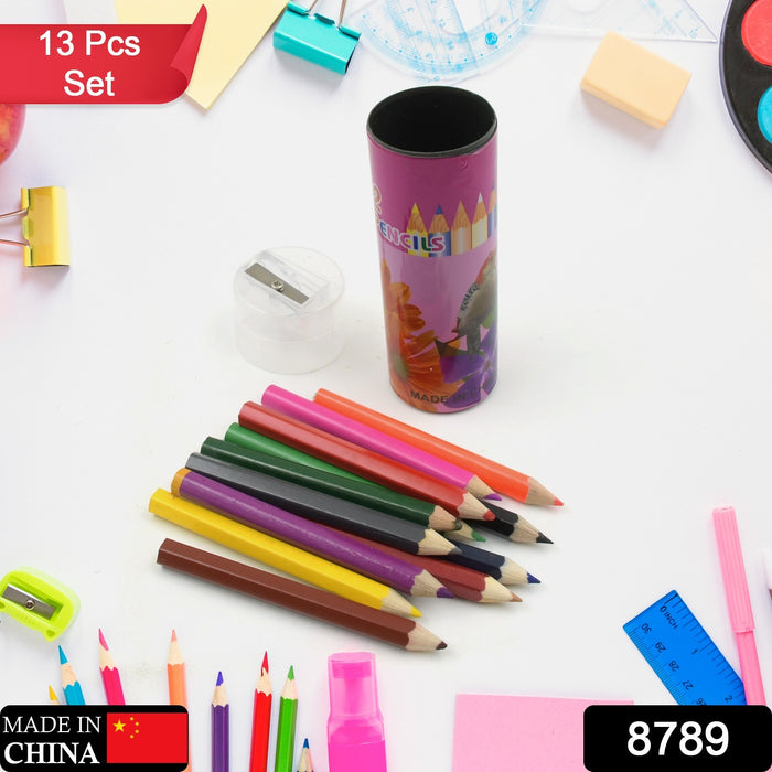 8789 12pcs Colored Pencils With Sharpner Artist Pencils Colored Pencil Art Graphite Pencils Oil Pencils Pencil for Kids Art Supplies Child Gift Wooden Aldult (13 Pcs Set)