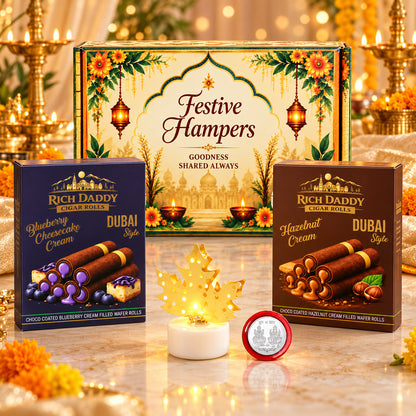 Maple Leaf Diya Wafer Gift Hamper