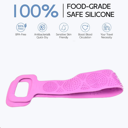 सिलिकॉन बॉडी बैक स्क्रबर डबल साइड बाथिंग ब्रश त्वचा की गहरी सफाई के लिए, स्क्रबर बेल्ट