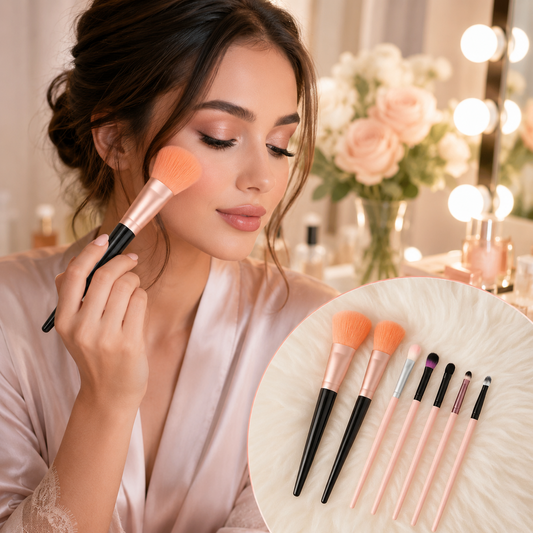 Professional Soft Makeup Brush Set – 7-Pc with Travel Pouch