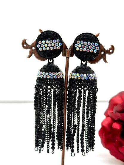 Elegant Diamond-Studded Jhumka Earrings